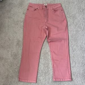 L.L. Bean Classic Fit Pink Stretch Jeans Straight Leg Pockets Women's 14 Reg
